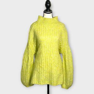 Anthropologie Pilcro Sweater SMALL Yellow Green Drop Shoulder